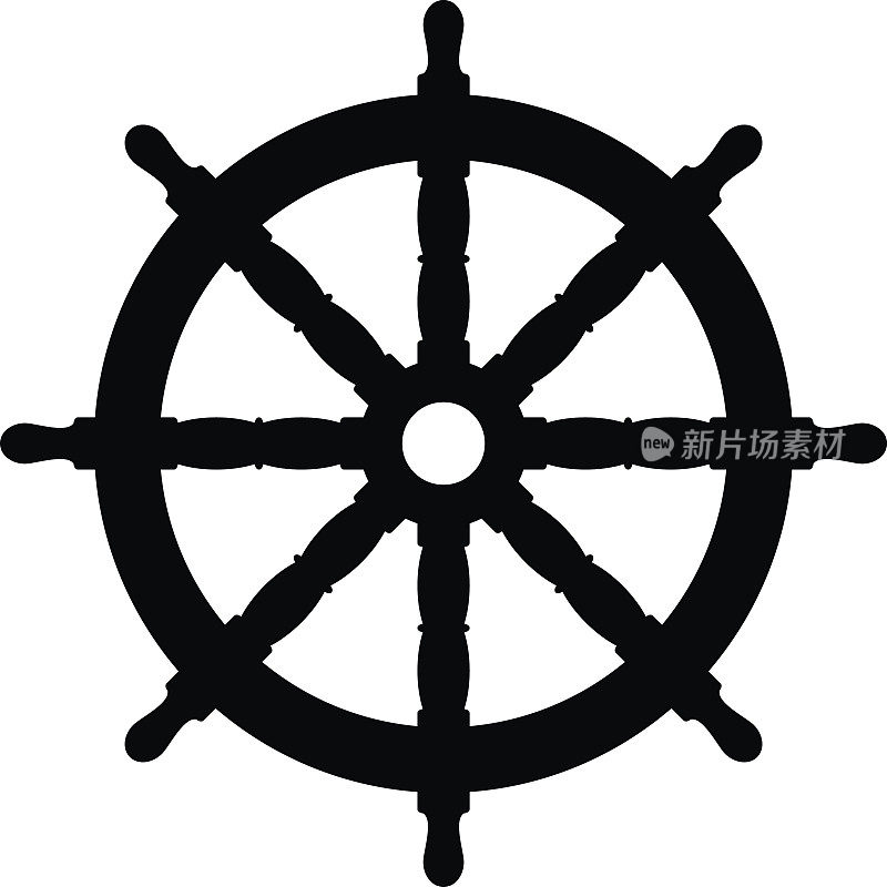 Boat steering wheel icon. Black, minimalist icon isolated on white background.